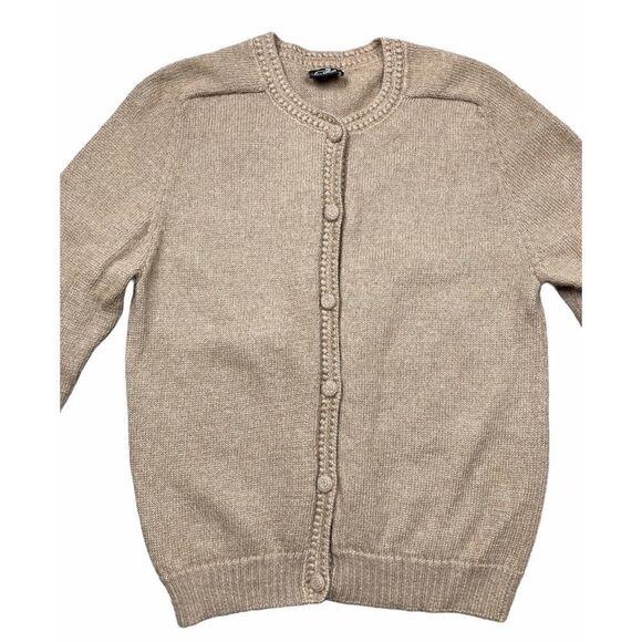 MonRepos Alpaca wool tan button up cardigan - Picture 2 of 6